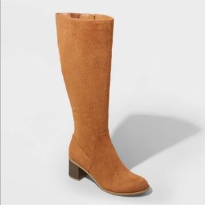 NWT Universal Thread Women’s Marlee Knee High Heeled Boots Cognac Brown